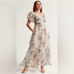 Abercrombie Floral Puff Sleeve Maxi Dress
